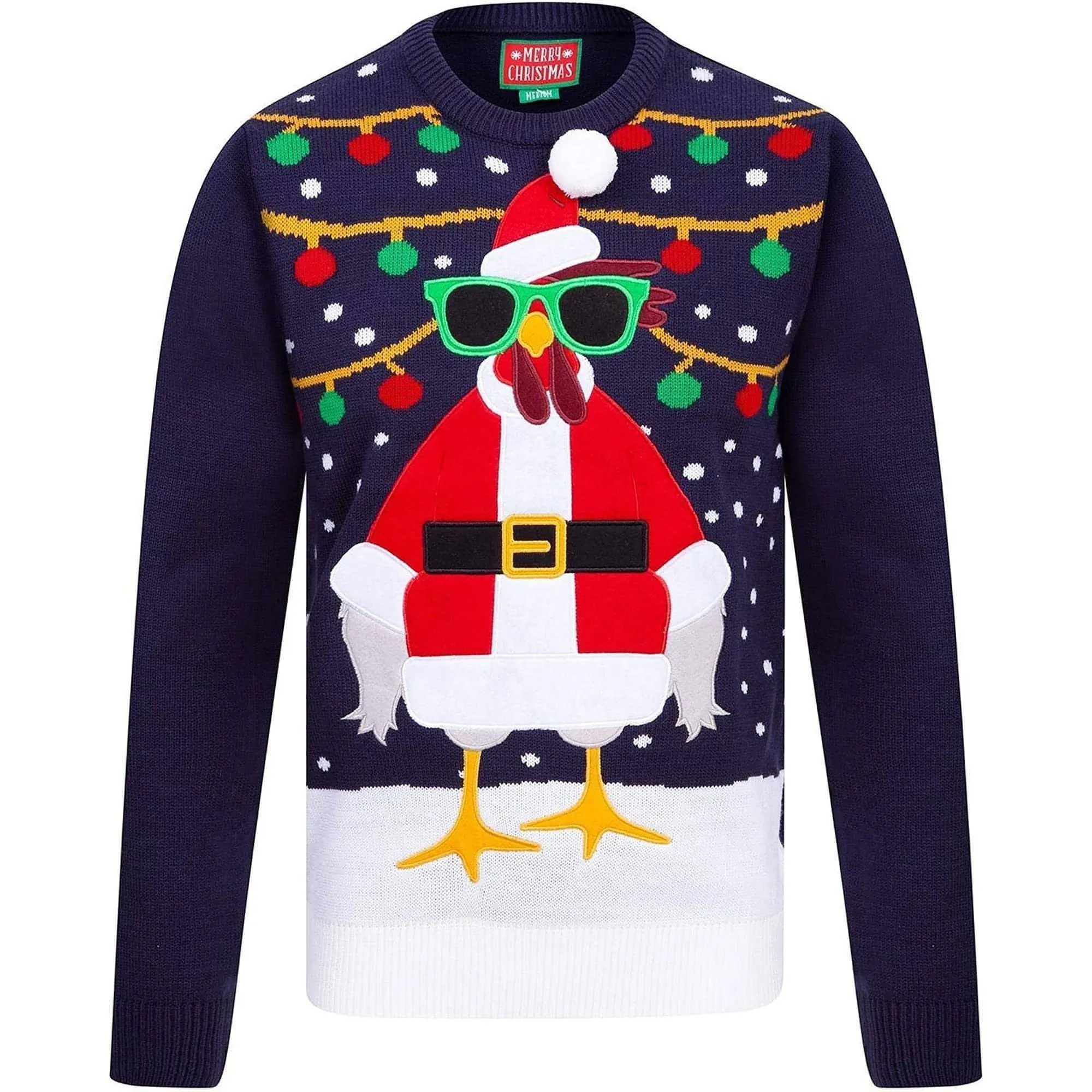Christmas Santa Turkey Mens Christmas Jumper - Navy