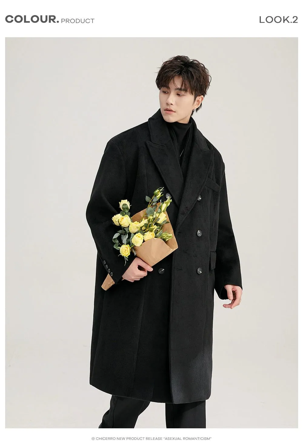 Chuan Peak Lapel Side Pockets Overcoat