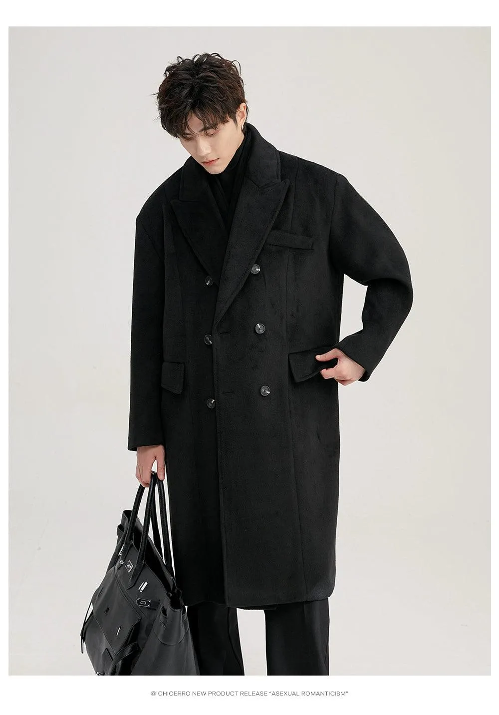 Chuan Peak Lapel Side Pockets Overcoat