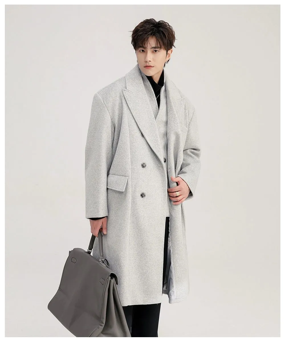 Chuan Peak Lapel Side Pockets Overcoat