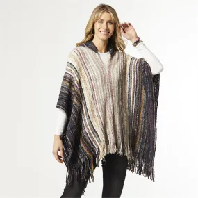 Chunky Chevela Ombre Stripe Poncho with Hood