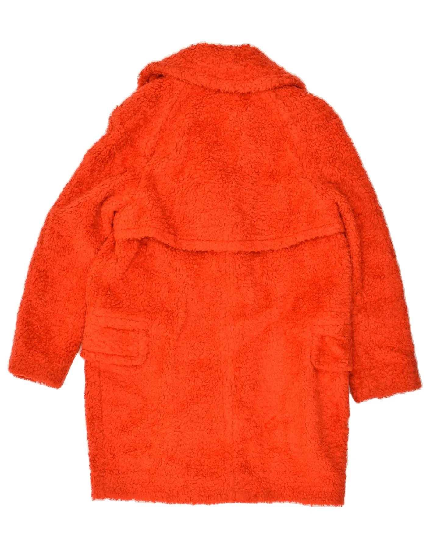 COACH Womens Fleece Overcoat UK 10 Small Orange Acrylic