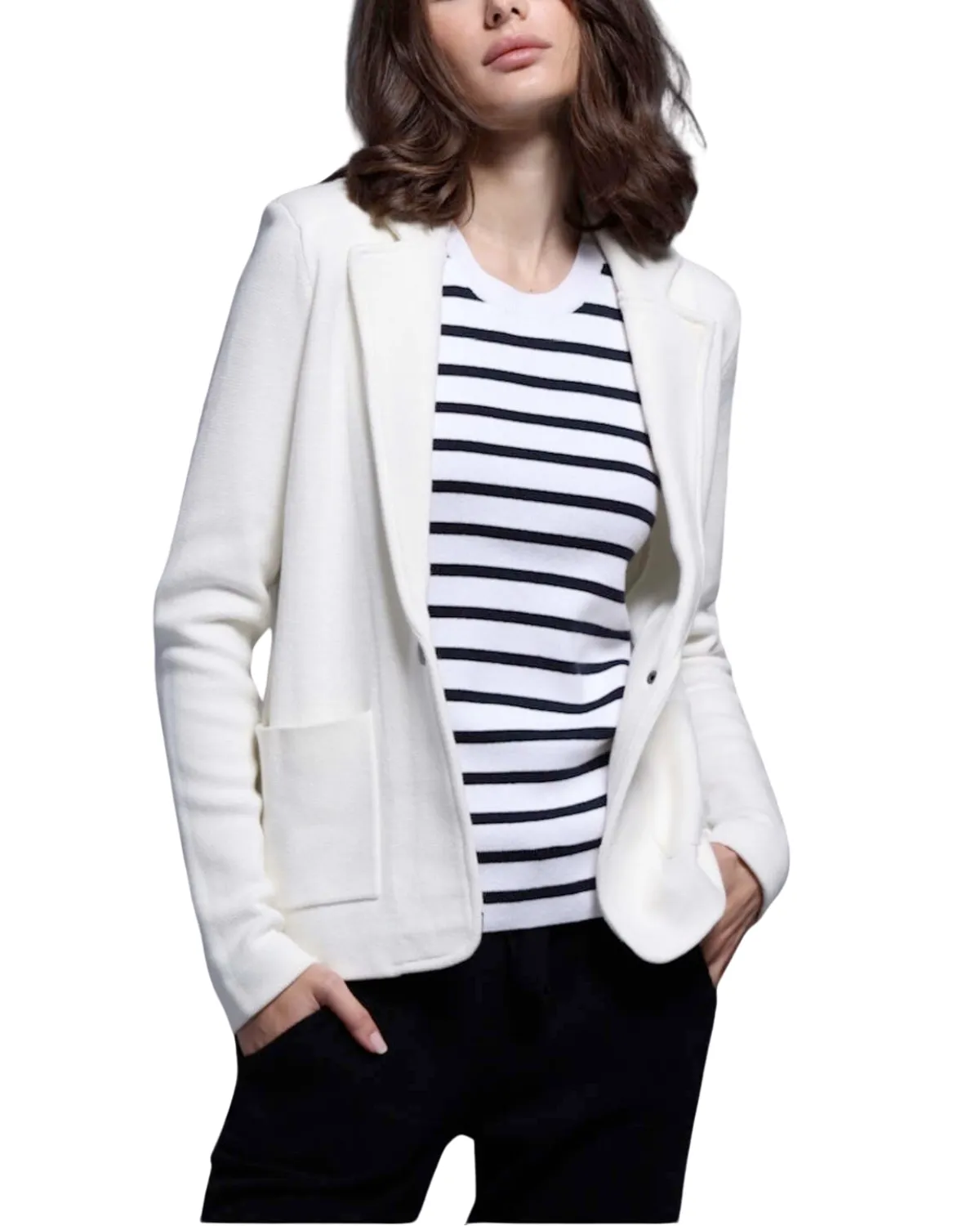 Cotton Blend Short Peacoat (White)
