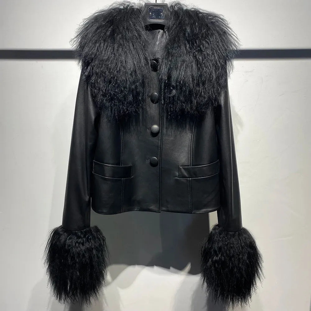 Couture Lambskin Leather Sheepskin Blazer