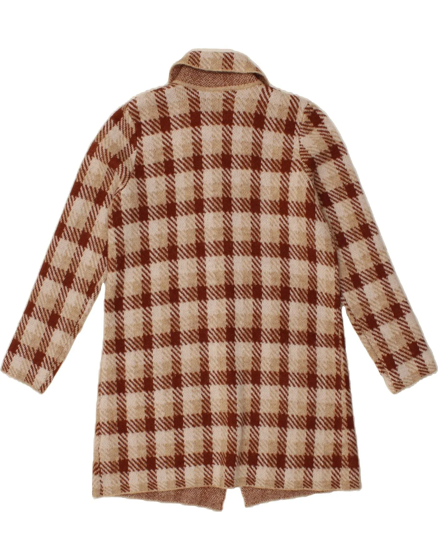 CYNTHIA ROWLEY Womens Overcoat UK 16 Large Beige Check Acrylic