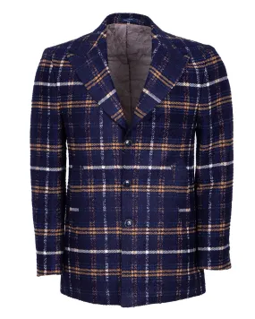 Dark Blue Glen Design Men's Overcoat