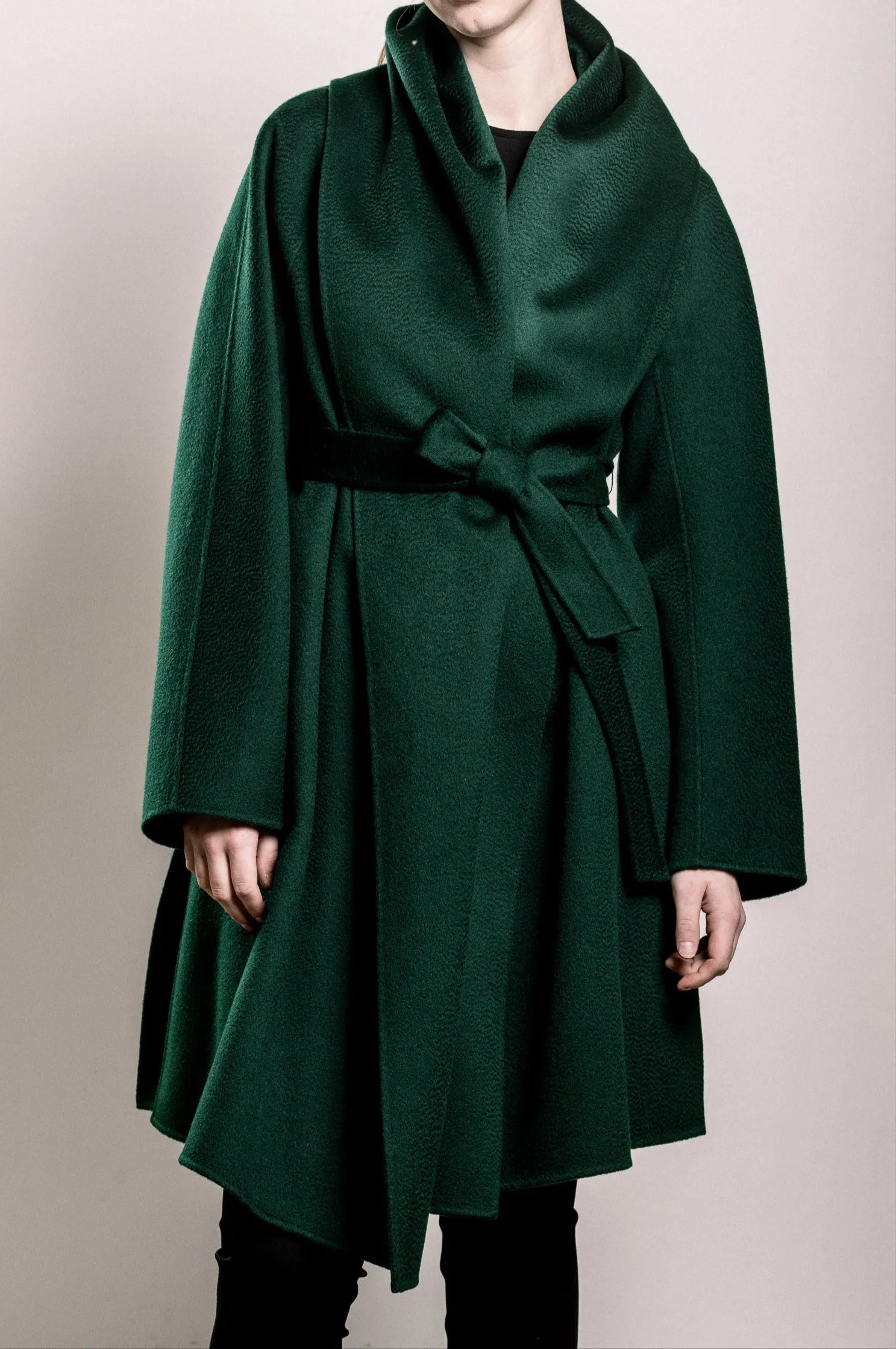 Demi-Couture Cashmere Shawl Collar Overcoat - Emerald