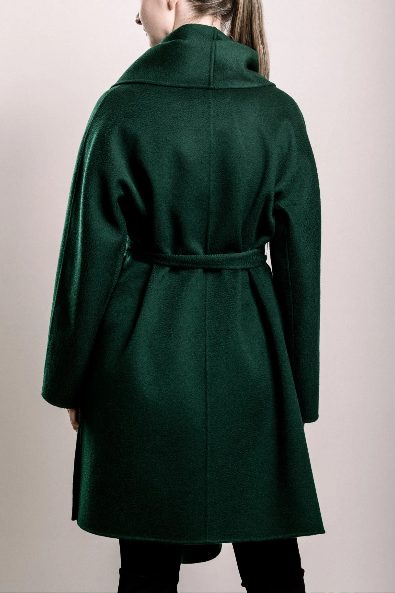 Demi-Couture Cashmere Shawl Collar Overcoat - Emerald