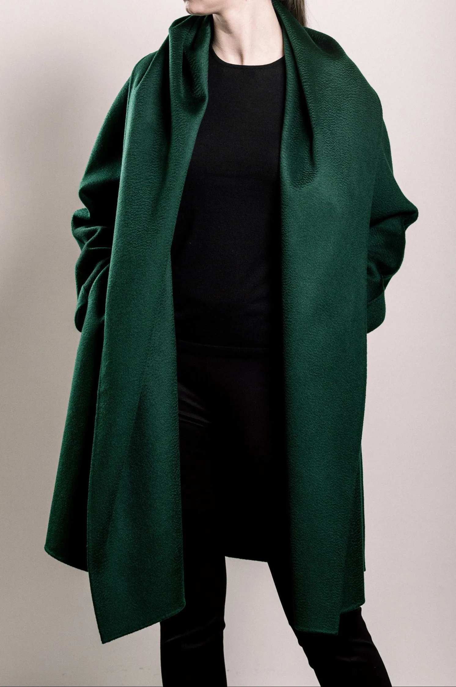 Demi-Couture Cashmere Shawl Collar Overcoat - Emerald