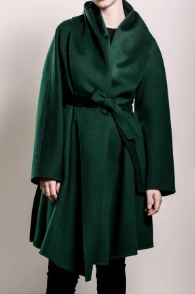 Demi-Couture Cashmere Shawl Collar Overcoat - Emerald