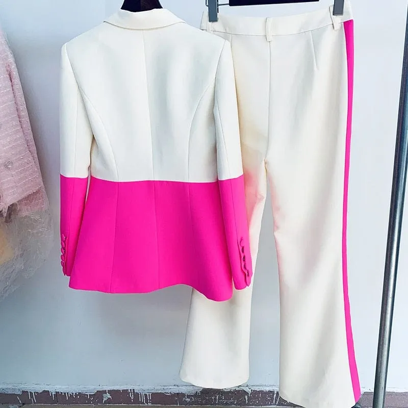 Designer Color Block Runway Suit