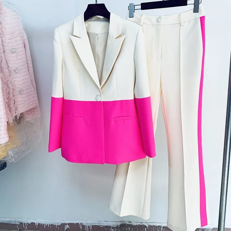 Designer Color Block Runway Suit