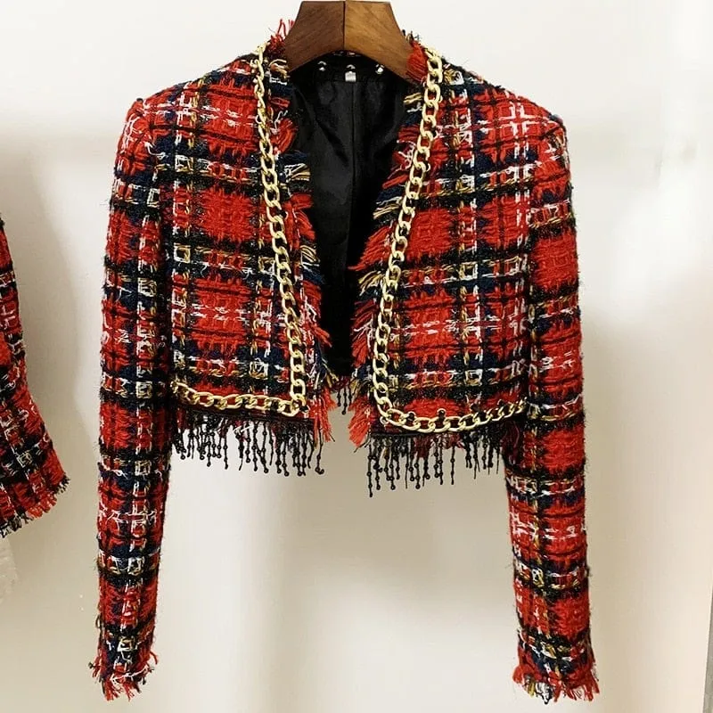 Designer Plaid Tweed Set