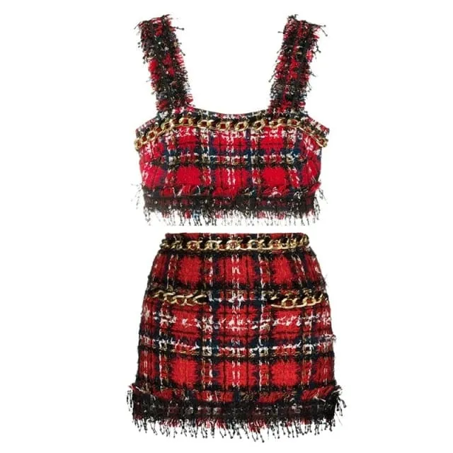 Designer Plaid Tweed Set