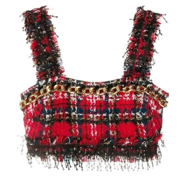 Designer Plaid Tweed Set