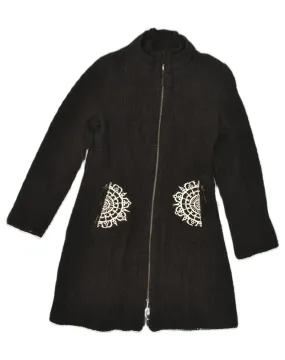 DESIGUAL Womens Overcoat EU 40 Medium Black Acrylic