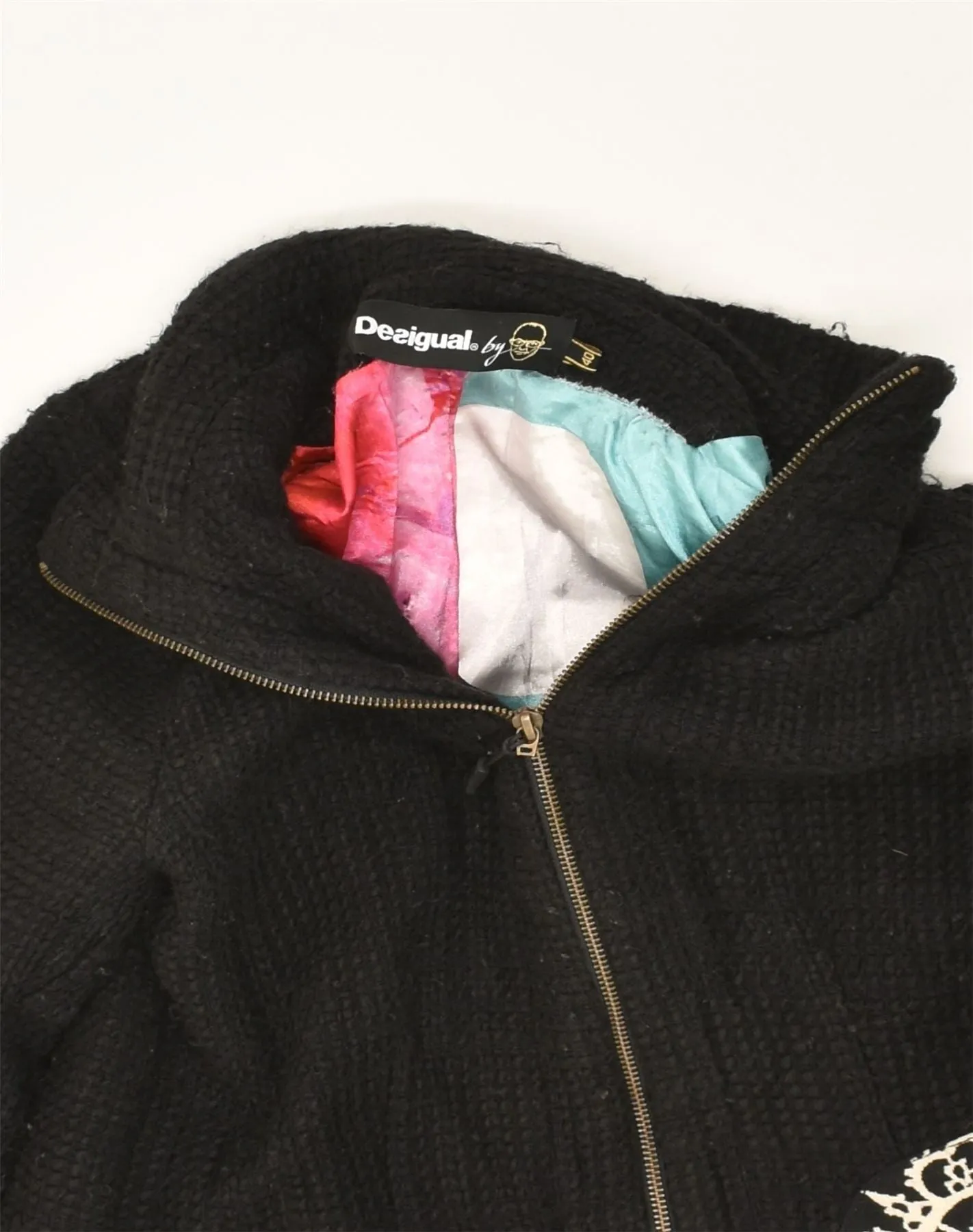 DESIGUAL Womens Overcoat EU 40 Medium Black Acrylic