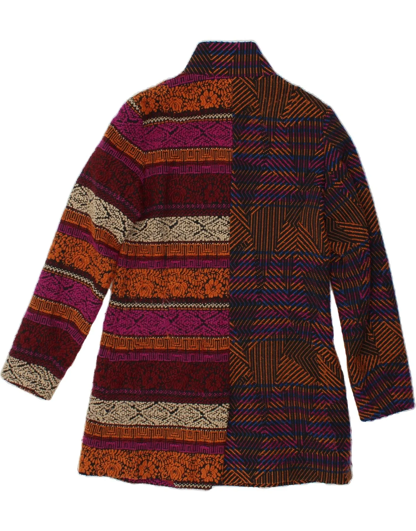 DESIGUAL Womens Overcoat IT 42 Medium Multicoloured Patchwork Acrylic