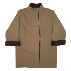 DIOLEN Faux Fur Lined Womens Overcoat Coat Brown M