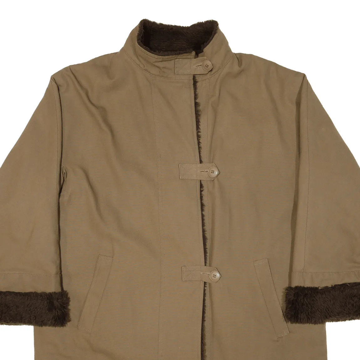 DIOLEN Faux Fur Lined Womens Overcoat Coat Brown M