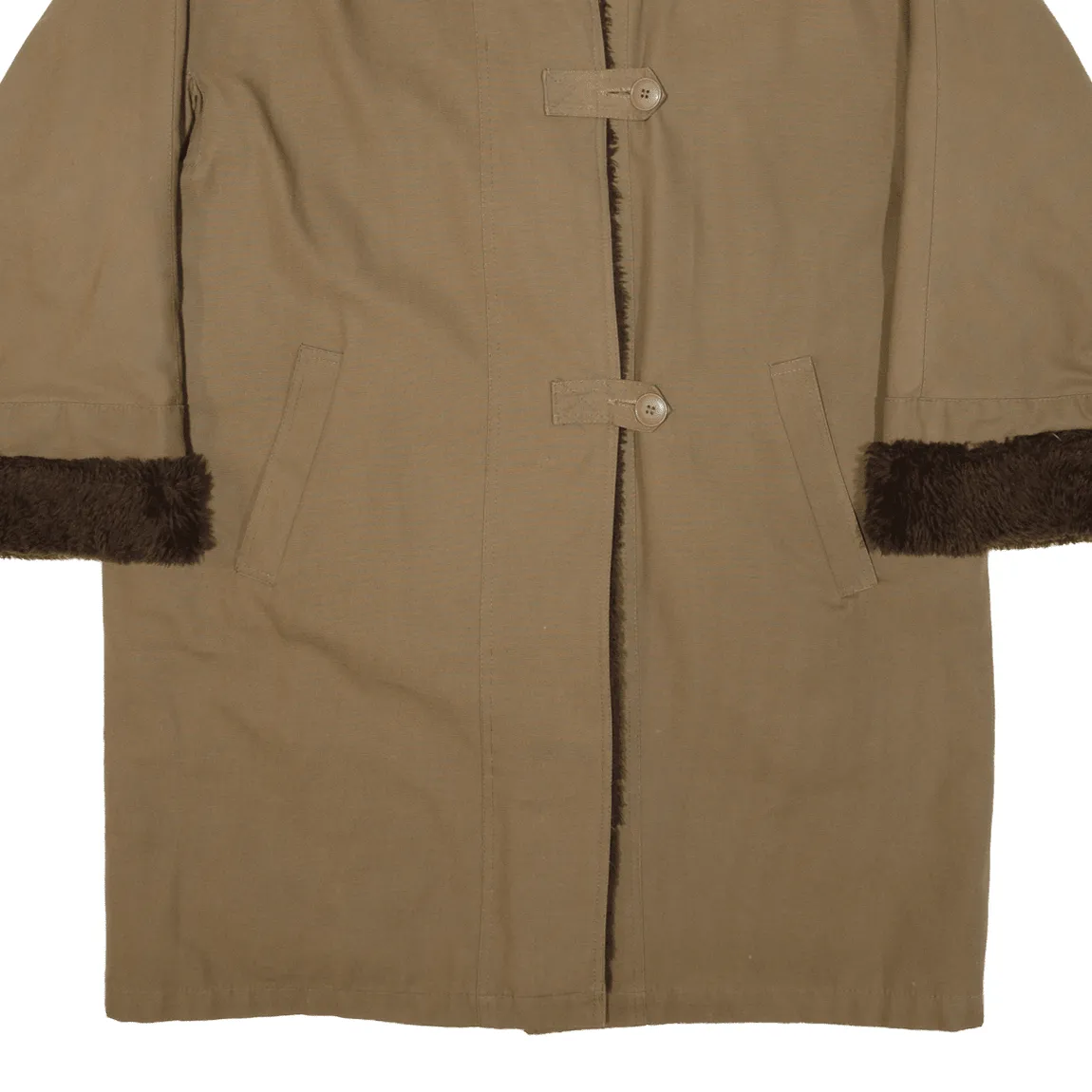 DIOLEN Faux Fur Lined Womens Overcoat Coat Brown M