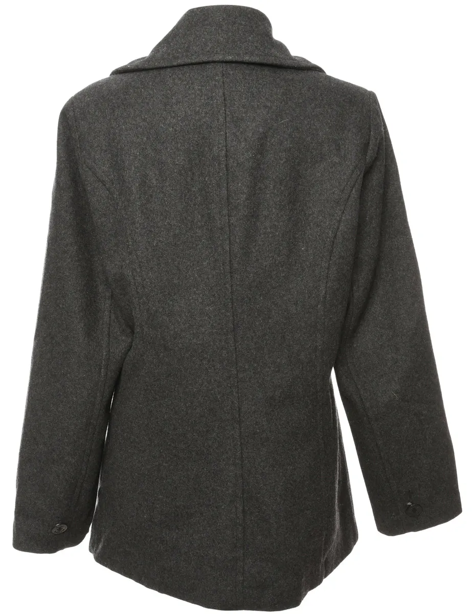 Double Breasted Grey Peacoat - L