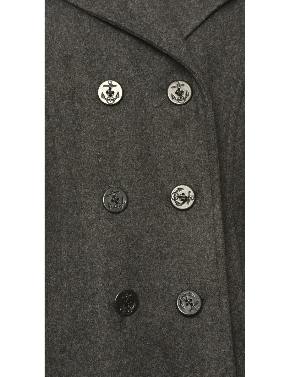 Double Breasted Grey Peacoat - L