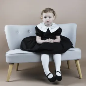 DOUBLE COLLAR DRESS - ALL BLACK