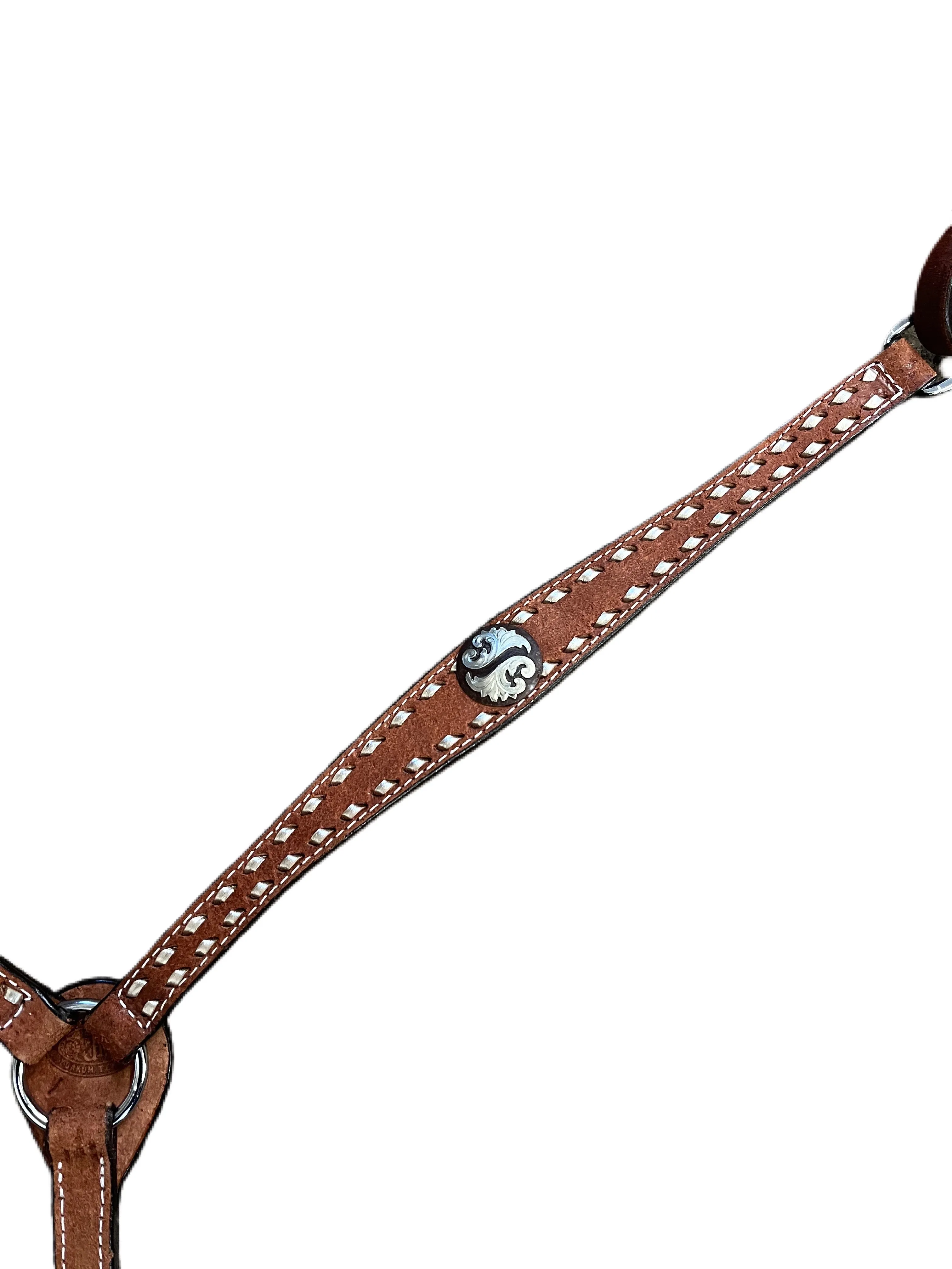 Double J Breast Collar With Gold Buck Stitch