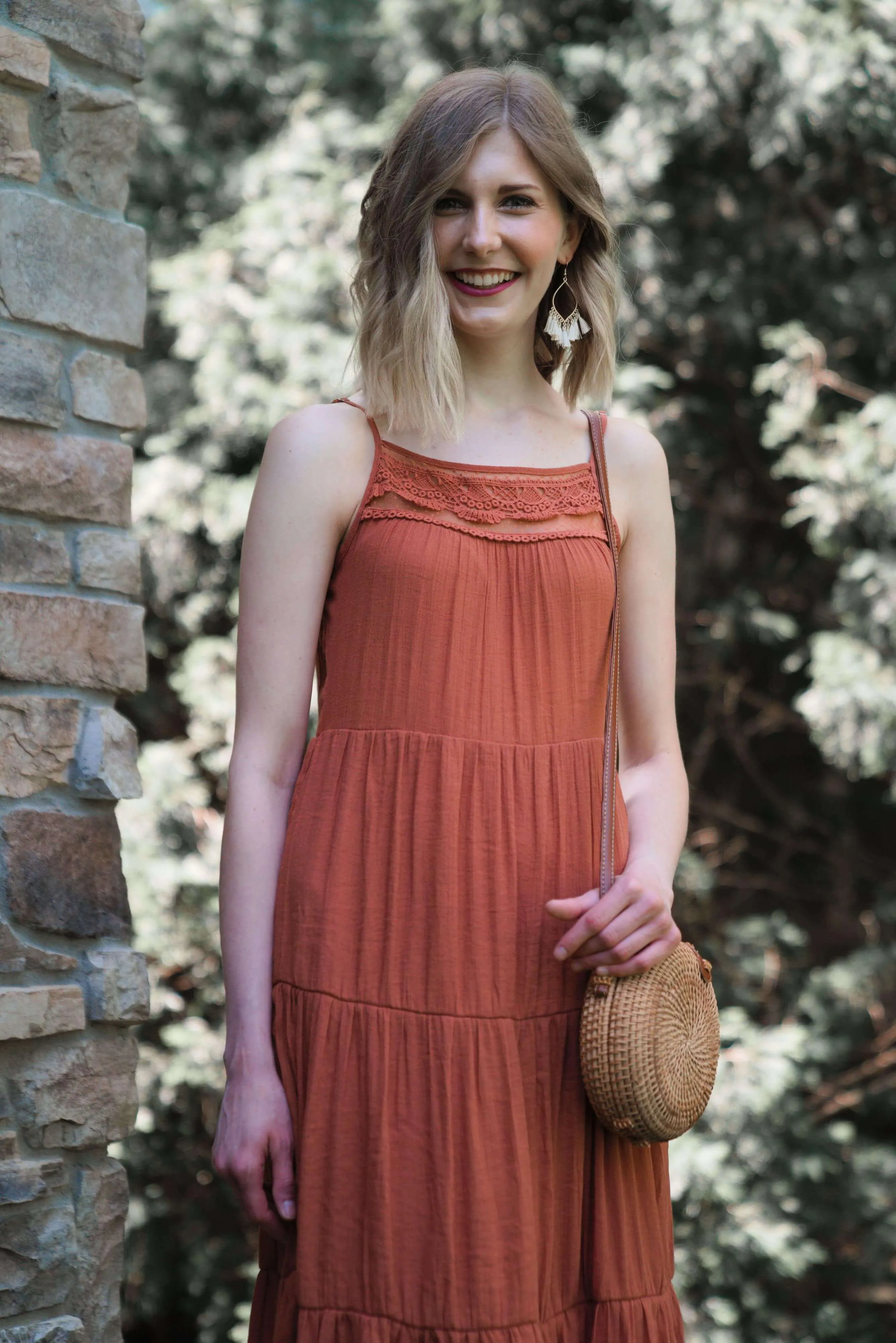 Dusty Orange Midi Dress