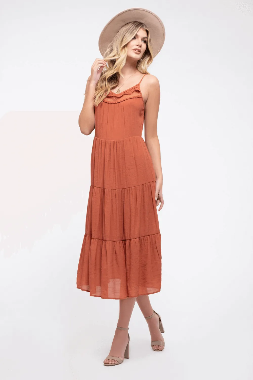 Dusty Orange Midi Dress