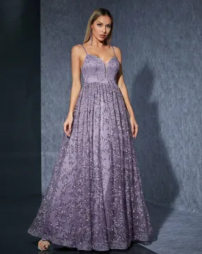 Elegant Floral Embroidered Sleeveless Formal Dress