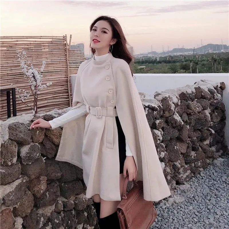 Elegant Woolen Cloak Coat