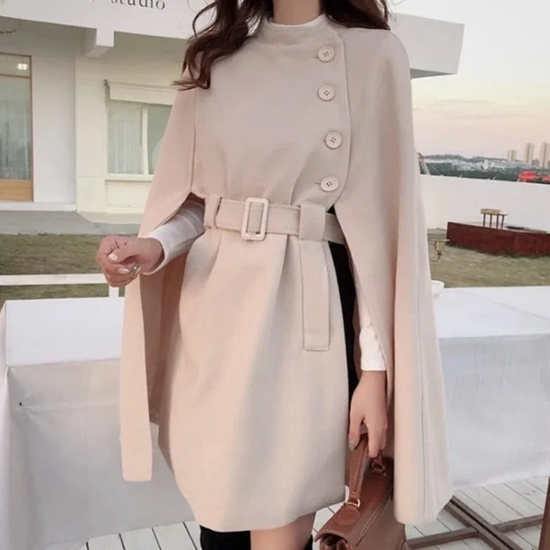 Elegant Woolen Cloak Coat