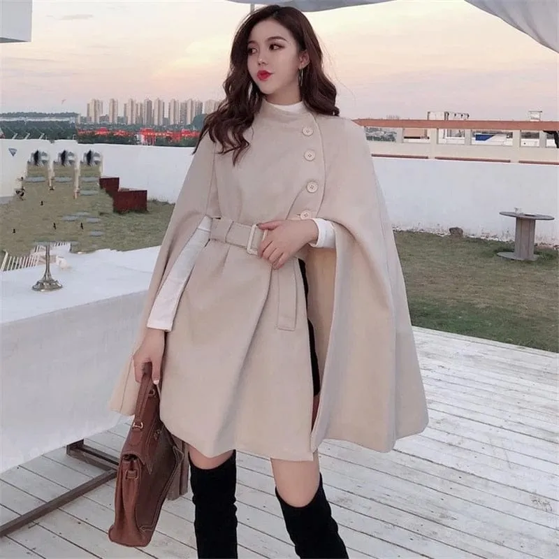 Elegant Woolen Cloak Coat