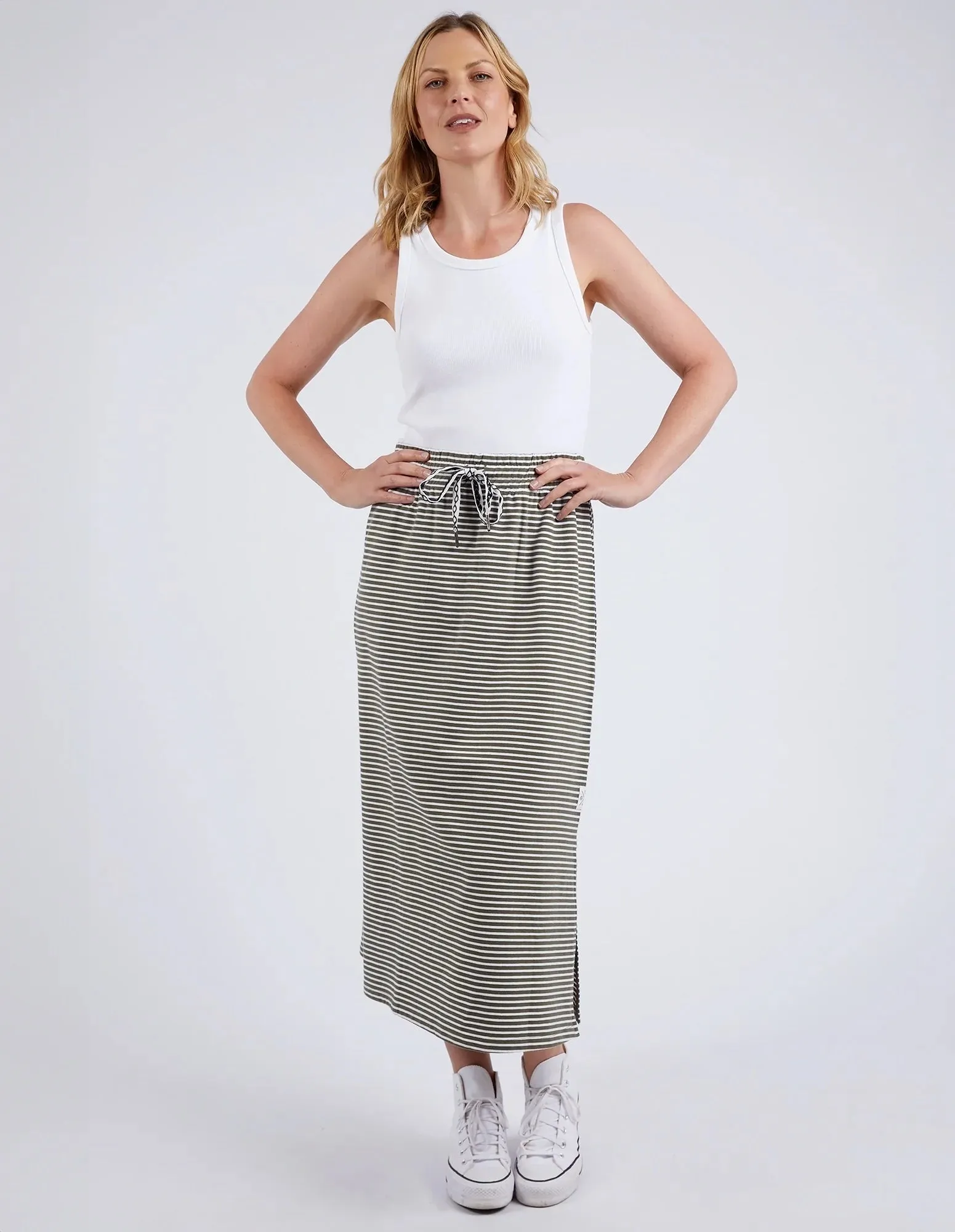 Elm 'Travel Stripe Skirt' - Khaki
