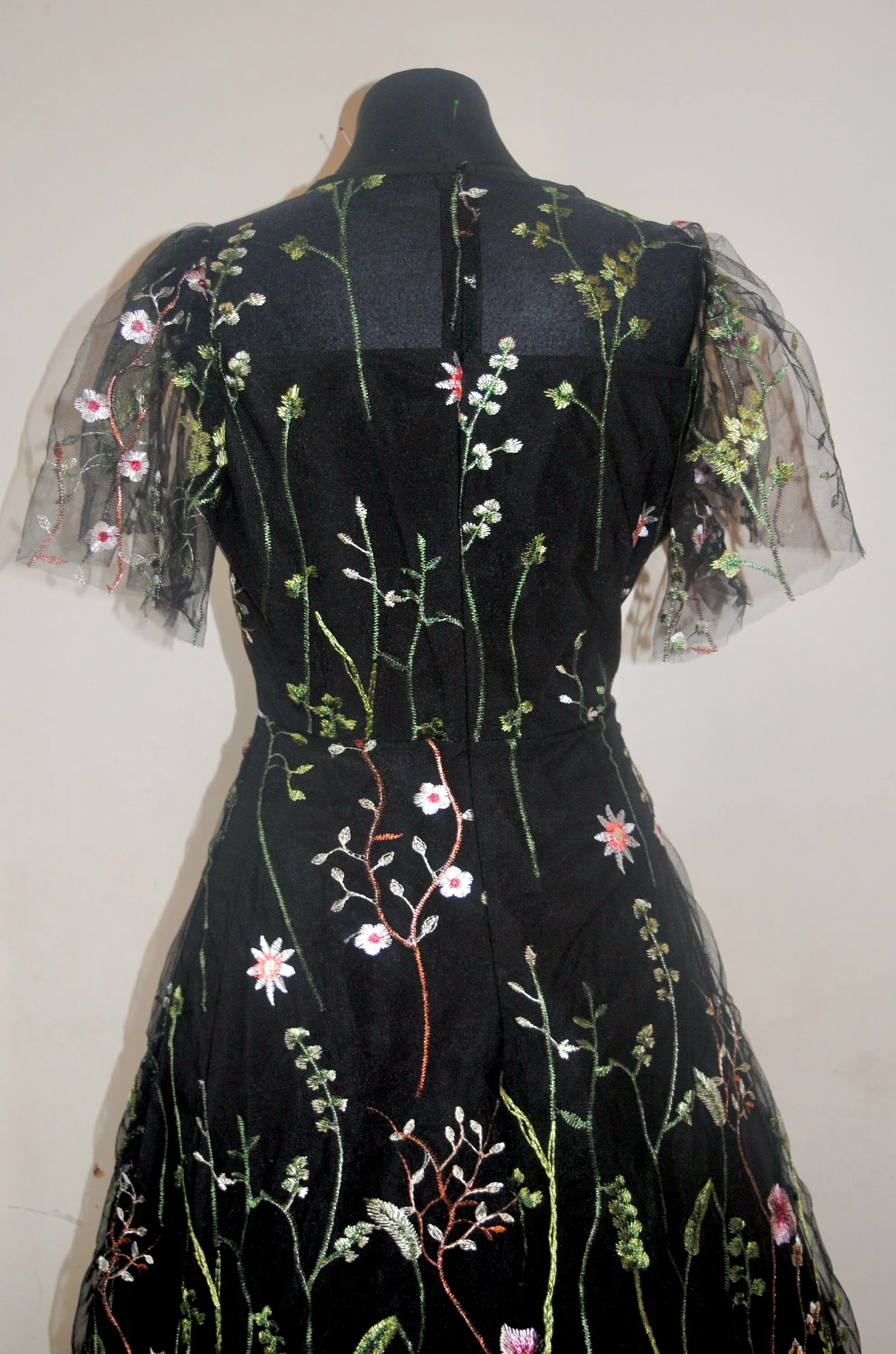 Embroidered Flower Tulle Dress - Size Medium
