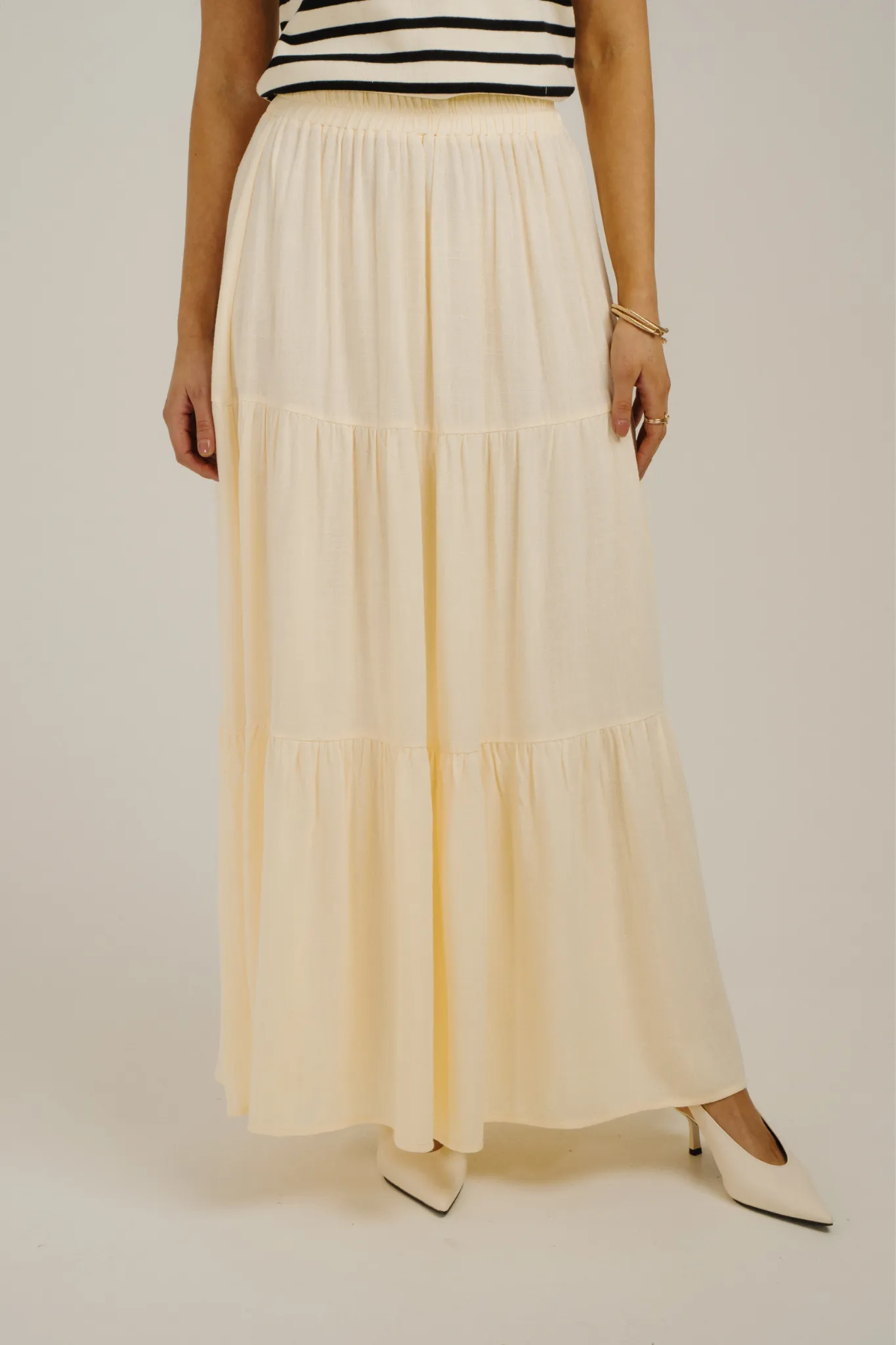 Erica Tiered Maxi Skirt In Lemon