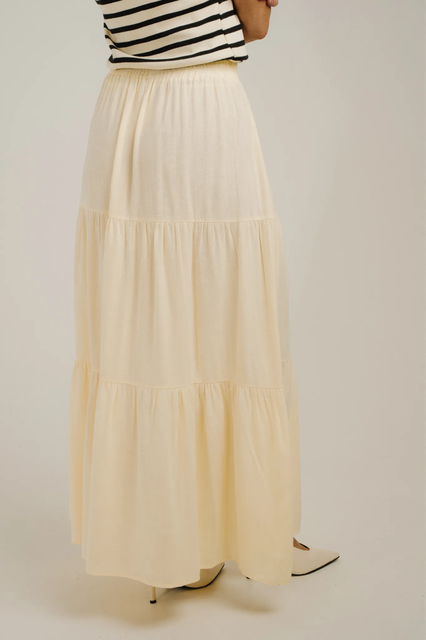 Erica Tiered Maxi Skirt In Lemon