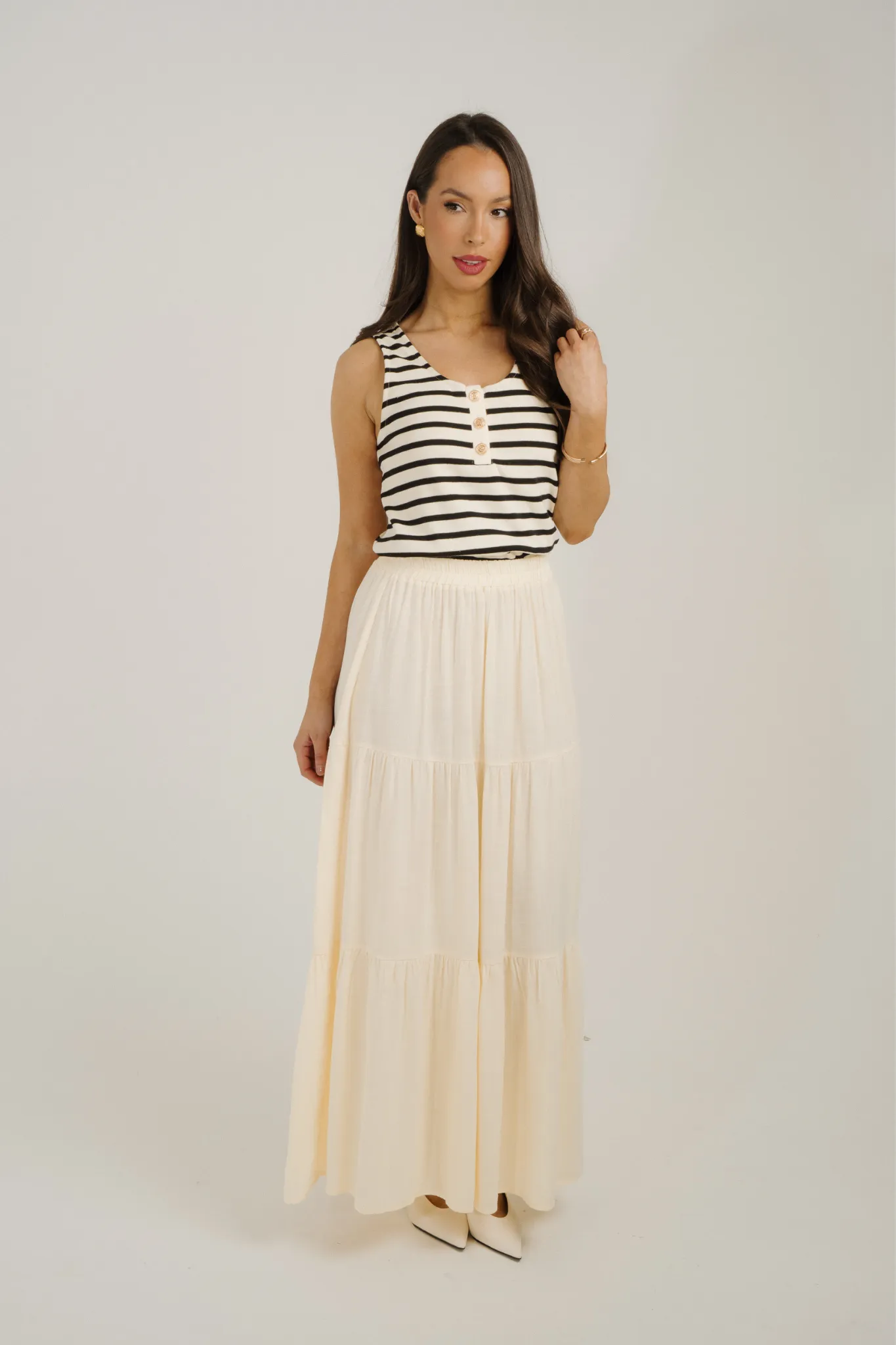 Erica Tiered Maxi Skirt In Lemon