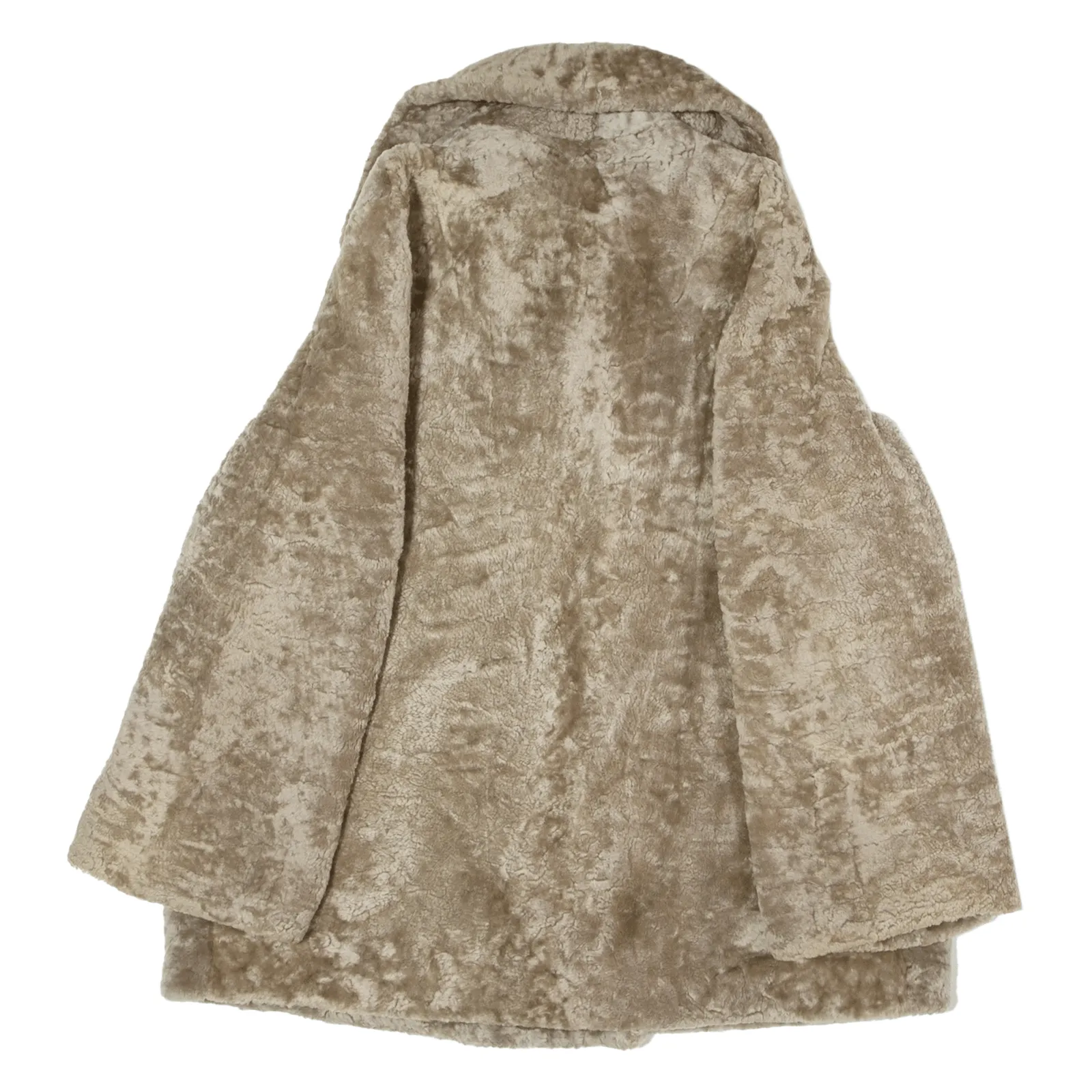Faux Fur Hook Closure Womens Overcoat Coat Beige L