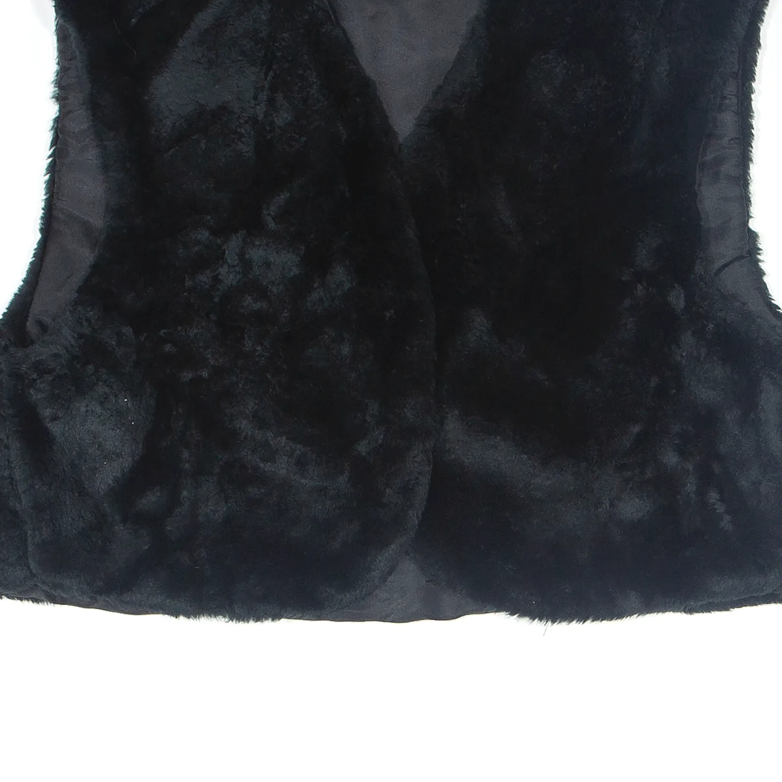 Faux Fur Overcoat Gilet Black Womens M