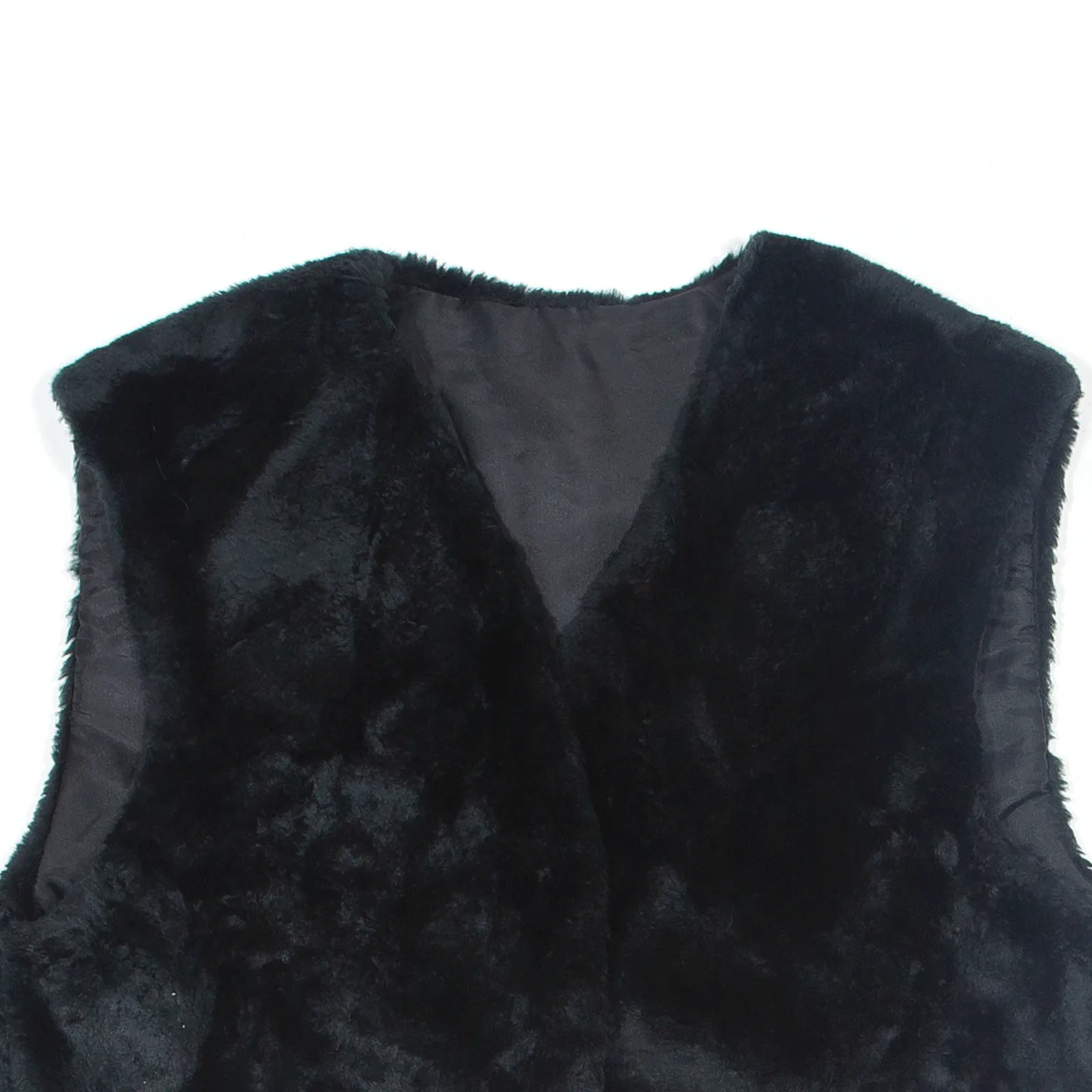 Faux Fur Overcoat Gilet Black Womens M