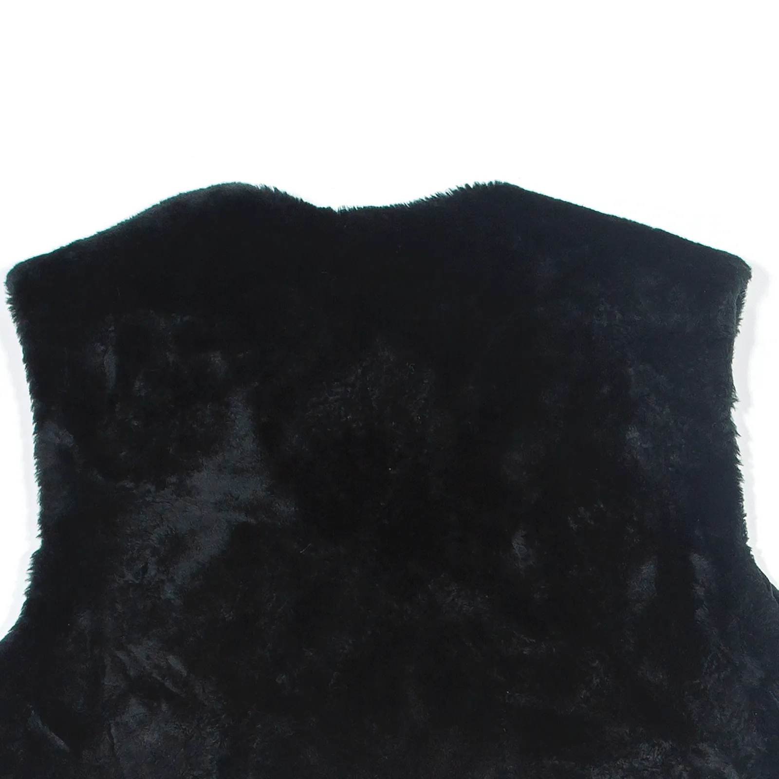 Faux Fur Overcoat Gilet Black Womens M