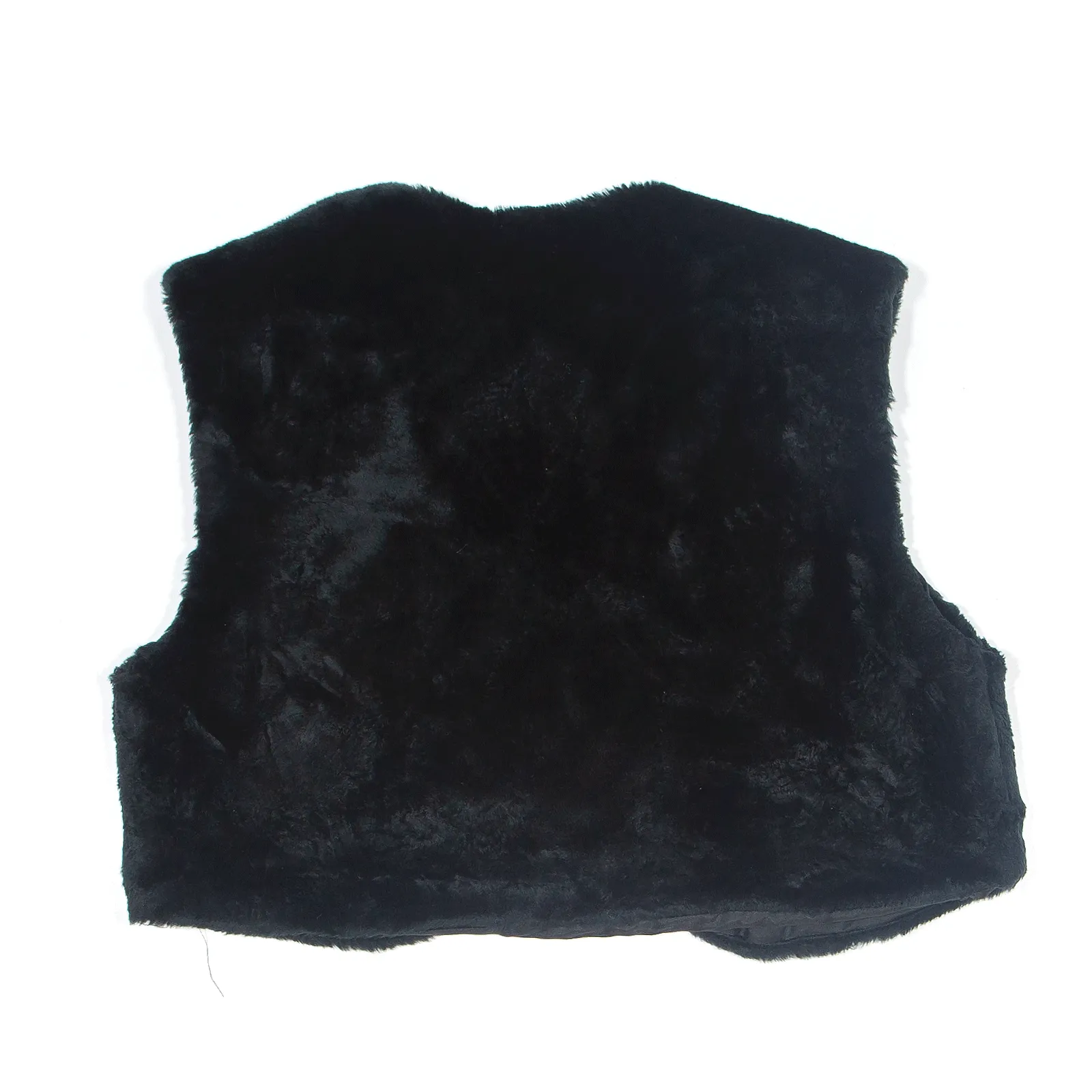 Faux Fur Overcoat Gilet Black Womens M