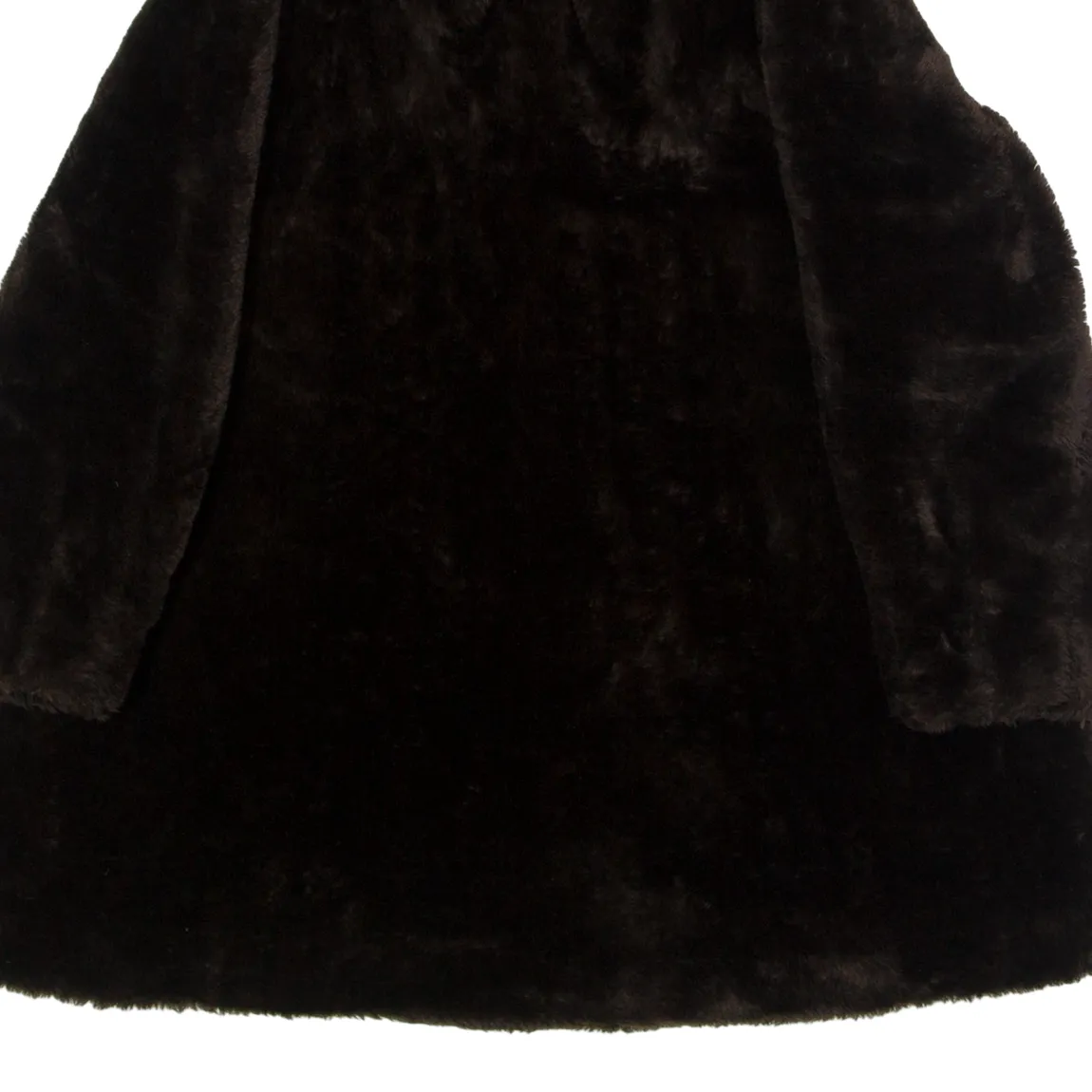 Faux Fur Womens Overcoat Coat Brown 90s UK 12