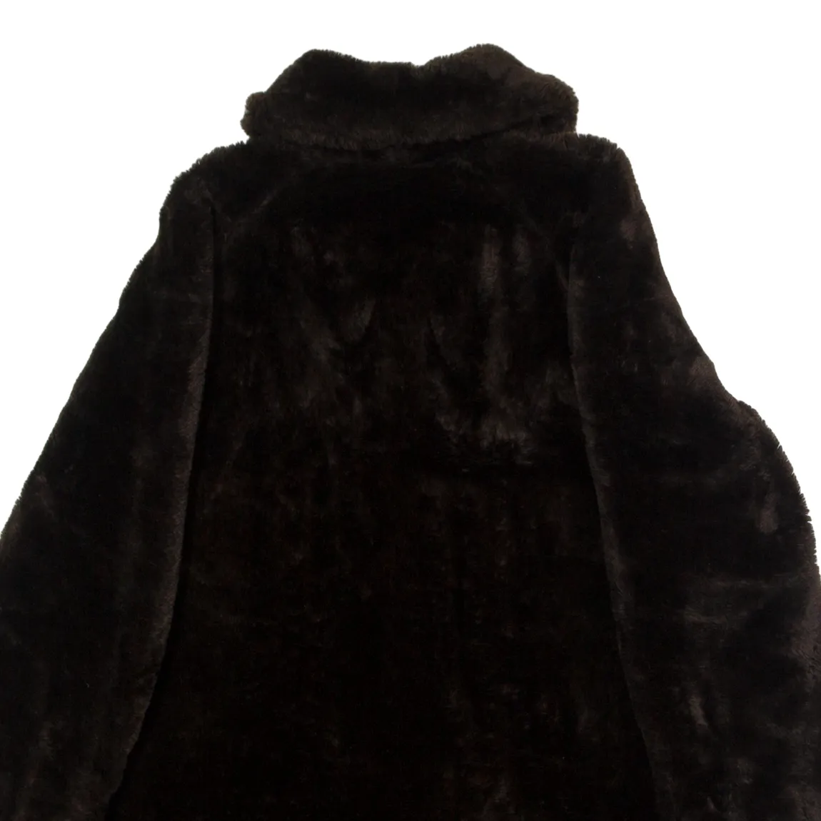 Faux Fur Womens Overcoat Coat Brown 90s UK 12