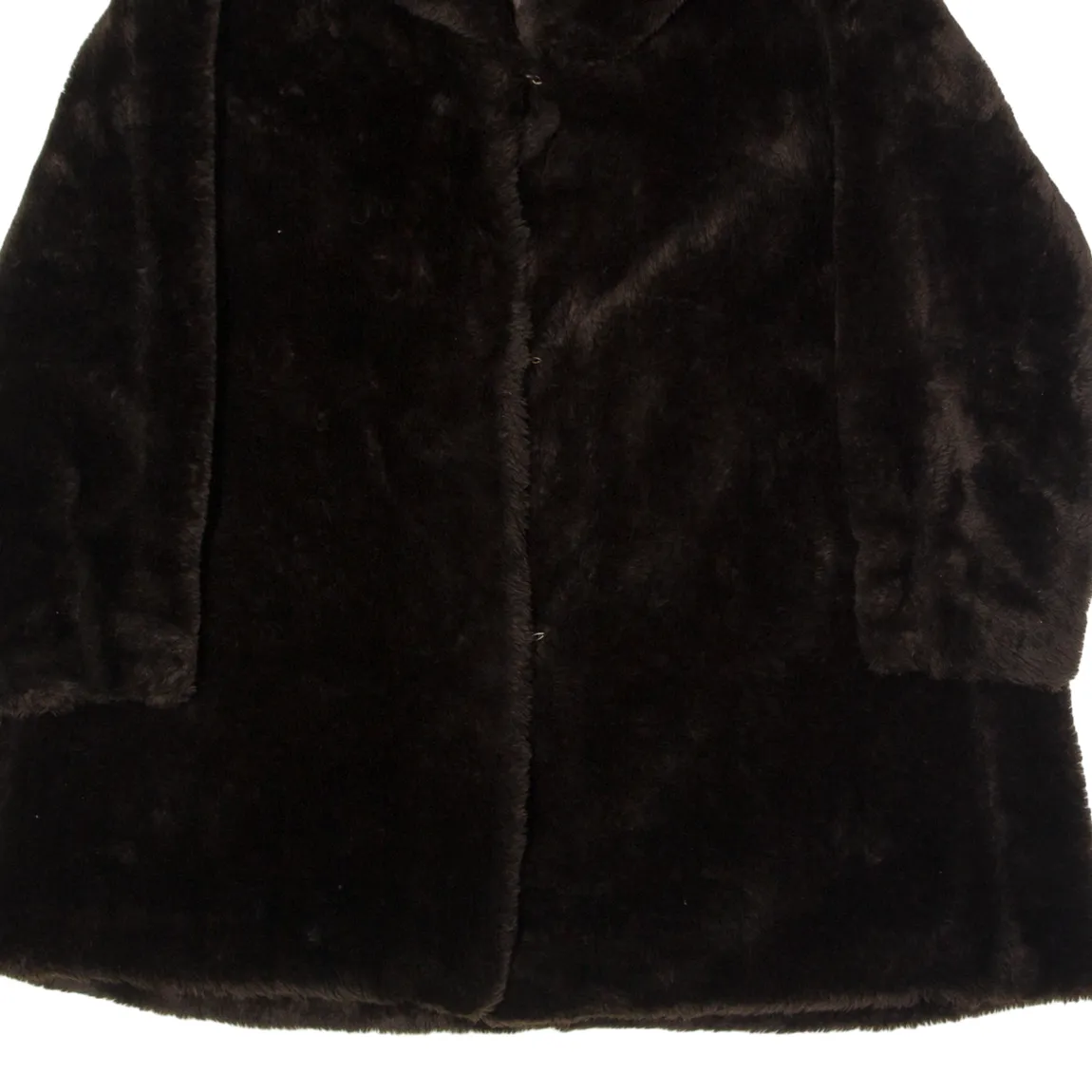Faux Fur Womens Overcoat Coat Brown 90s UK 12