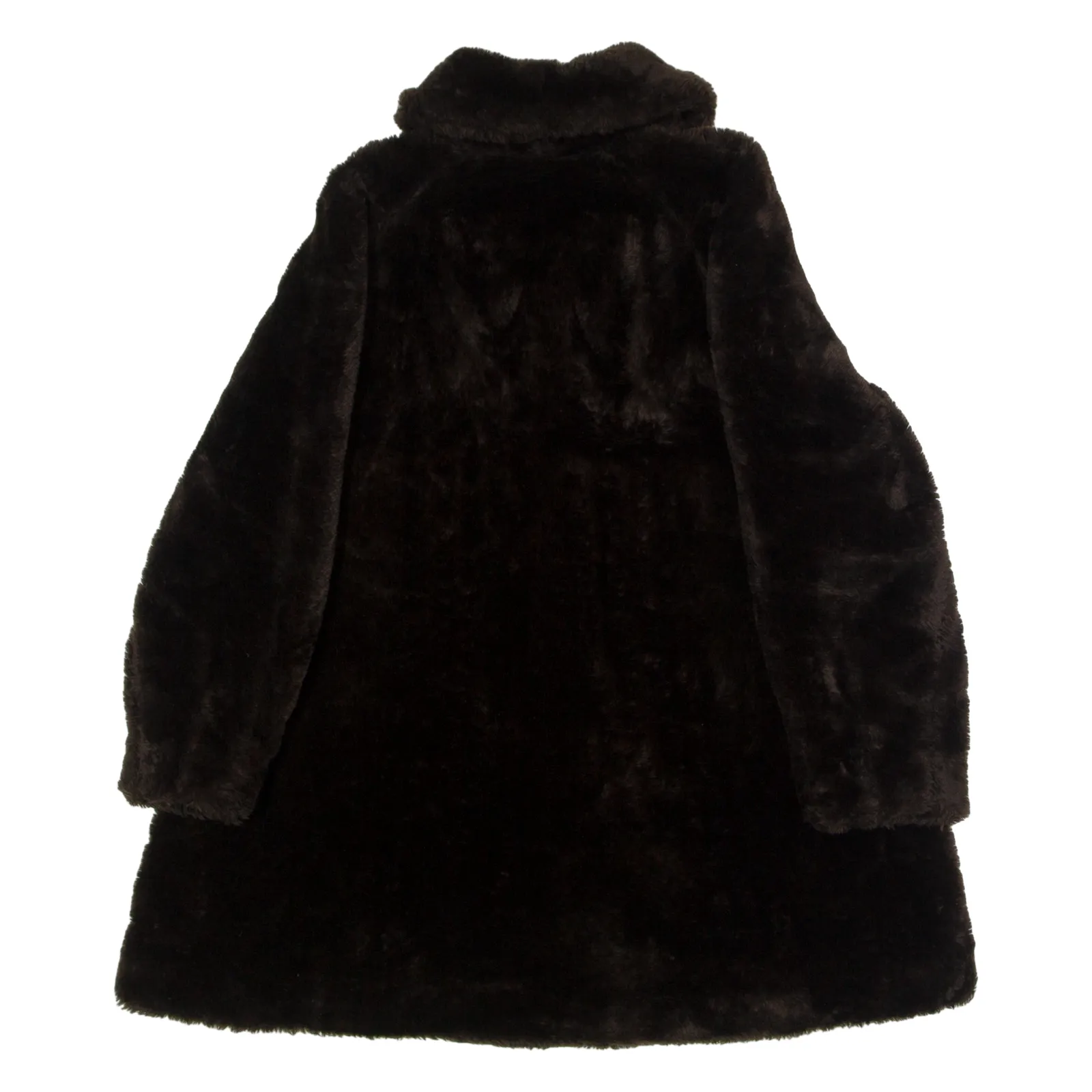 Faux Fur Womens Overcoat Coat Brown 90s UK 12