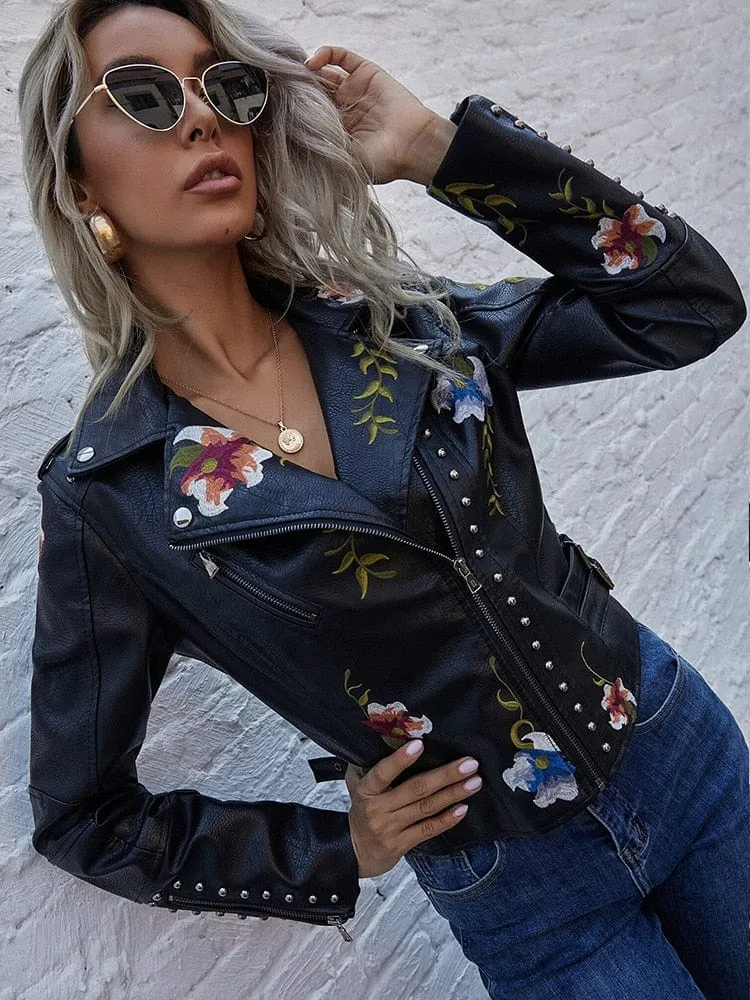 Floral Mia Leather Jacket